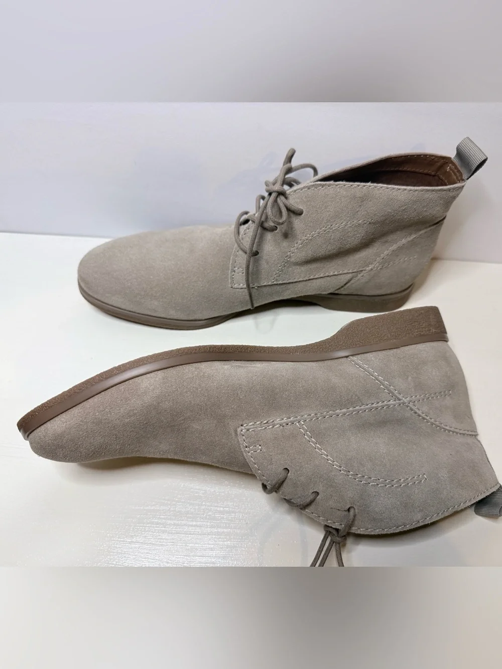 Franco Sarto Taupe Suede Chukka Dessert Ankle Boots Size 10